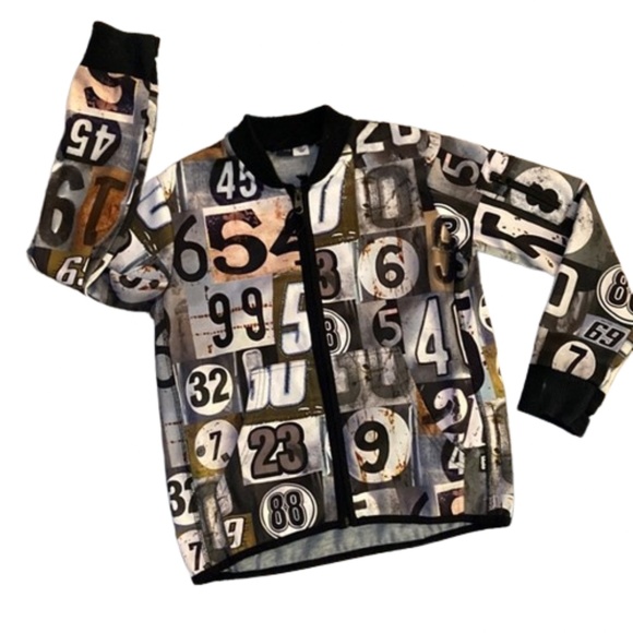 MOLO Jacket Kids Soft Shell Jacket Numbers Bomber ULAS Zipper Closure front